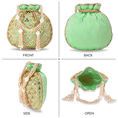 Image of Aheli Embroidered Potli Bag Gift for Women Handmade Ethnic Purse Evening Handbags Stylish Bridal Fashion Clutch Bag