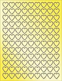 (1 Sheet) 108 3/4" Blank Metallic Gold Hearts ~ Stickers for Laser Printers Only. Size: 8-1/2"x11" Standard Sheets