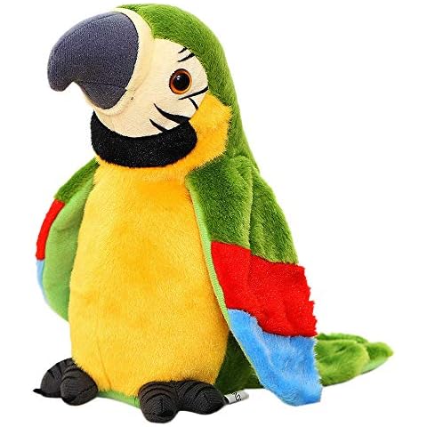 Cutiest Talking Parrot Toy Mimicry Pet Speaking Plush Toy Repeat What You Say Waving Wings Electronic Record Bird Toy Stuffed Animal Interactive Sensory Educational Toy Birthday Xmas Gift Cover