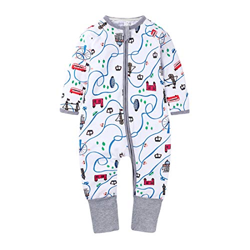 ZFTTZYMX Baby Girls Boys Cotton Graphic Footie, Toddler Printed Long Sleeve Zipper Bodysuit Jumpsuit Outfit Clothes