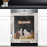 Homega Farmhouse Chicken Dishwasher Magnet,Farm Rooster Refrigerator Decals Kitchen Decor,Chicken Mo
