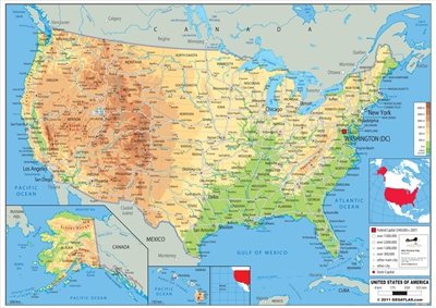 Wildgoose istruzione WG3526 usa mappa fisica, 84