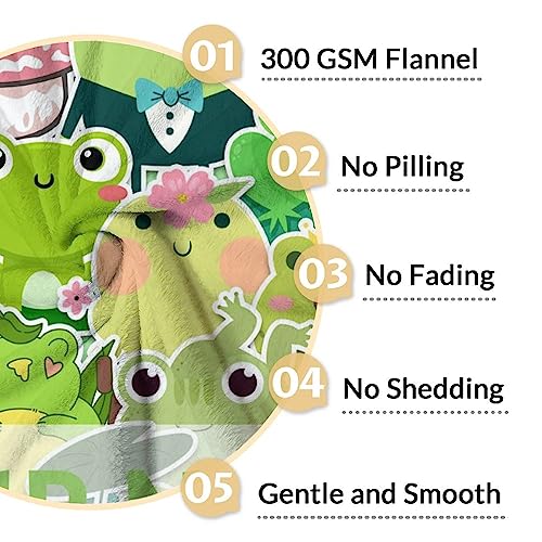 Personalized Frog Blanket Gifts with Name - 40x50 Inches Cute Throw for Girls & Boys - Colorful Soft Fuzzy Blankets for Bed, Couch & Living Room