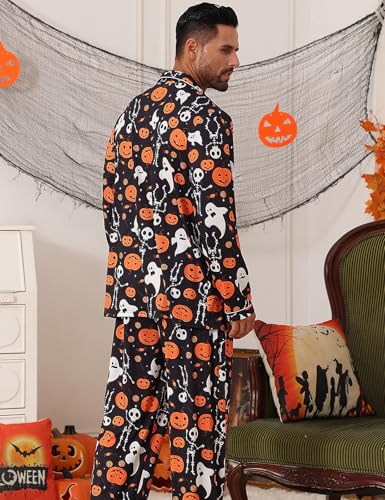 Image of RAISEVERN Couples Christmas Matching Pajamas 2 Piece Women Men Xmas Pjs Soft Pajama Set Long Sleeve Loungewear Warm Sleepwear