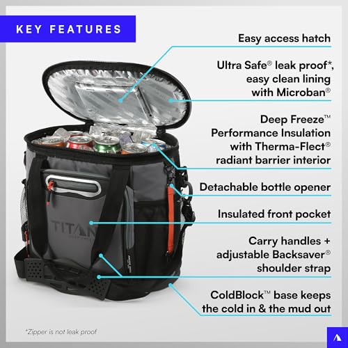 Image of Titan Deep Freeze 24 Can Insulated Bucket Tote Cooler, Sharkskin Gray