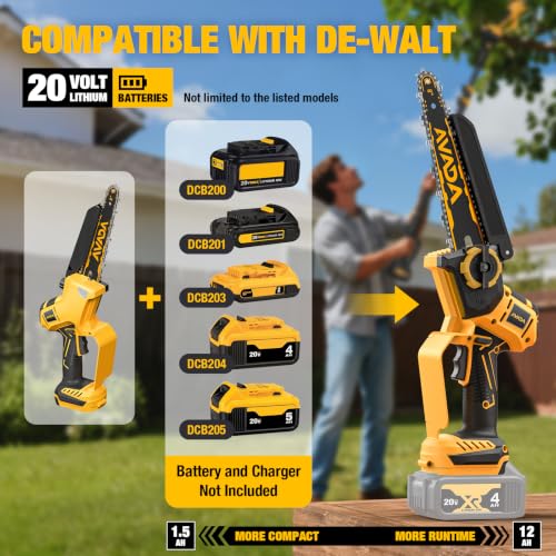 Image of 2-IN-1 Cordless 8-Inch Pole Saw & Chainsaw for DeWALT 20V MAX Battery - 1200W Brushless Motor, Total Reach of Max 15.9 FT, Lightweight, 8 inch&6 inchElectric Pole Saws for Tree Trimming Pruning (Tool Only)