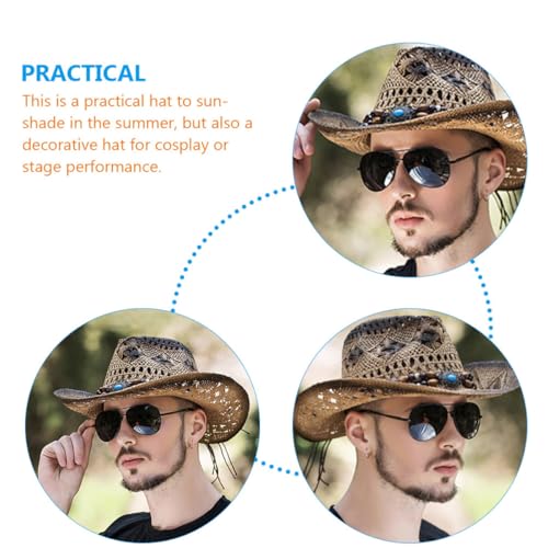 Chapeau western tressé café pour des vacances au soleil - 7