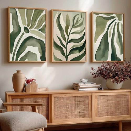 Image of kotart Boho Floral Art Home Decoration Painting | Floral Aesthetic Paintings With Frame For Living Room Bed Room Hotel Wall Decor Digital Reprint Set of 3 (19X25 inch)