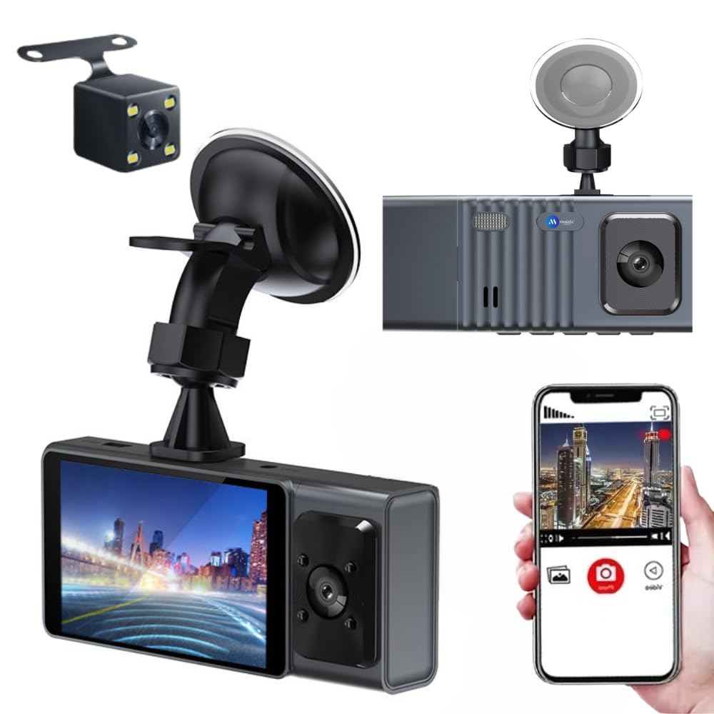 Maizic Smarthome Navic TriX WiFi 3-Channel Dash Cam | 1080P HD | 3" Display | Front+Rear+Cabin | 170° Wide Angle | Motion Detection | Loop Recording | Parking Mode | G-Sensor | App & SD Card Support-image-29
