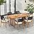 Christopher Knight Home Pasco Acacia Wood Outdoor Dining Table Set for 6, 7 Piece Wicker Patio Dining Set with Water-Resistant Cushion, Patio Table and Chairs Set with Rope Backrest, Black+Teak+Brown