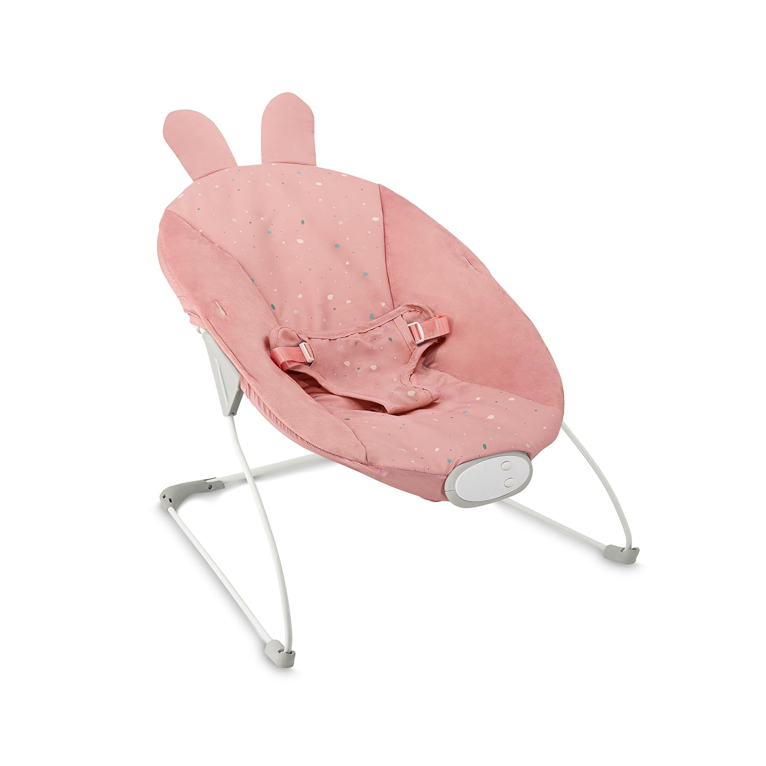 MoMi GLOSSY sdraietta per bambini fino a 9 kg, cintura 3 punti, struttura in metallo con piedini antiscivolo, 1,7 kg, 58×49×53 cm, modulo sensoriale per lo sviluppo del bambino
