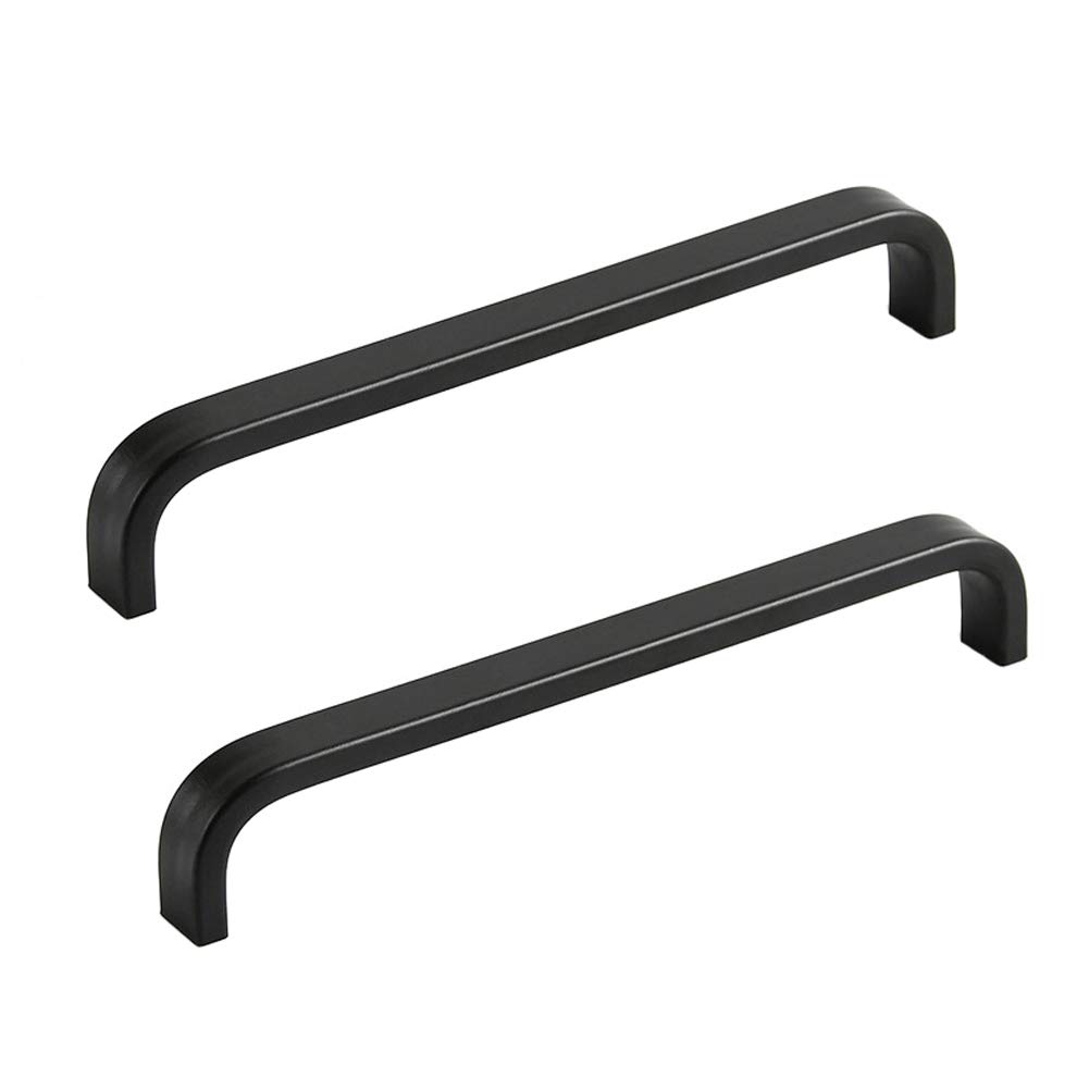Ansiedio Black 2Pcs Aluminum Alloy Cabinet Cupboard Closet Wardrobe Door Drawer Knobs Pull Handles (160Mm)