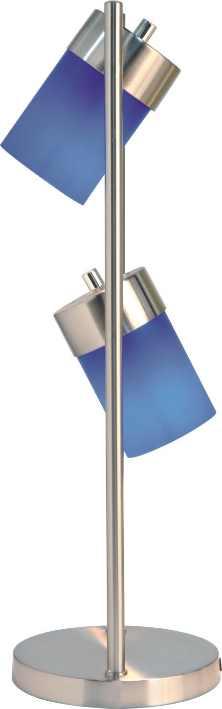 SH Lighting 2-Way Adjustable Stained Shade Table Desk Lamp - Features 2 Lights with Multiple Angles - Great for Living Rooms or Bedrooms - 25" Tall - Blue