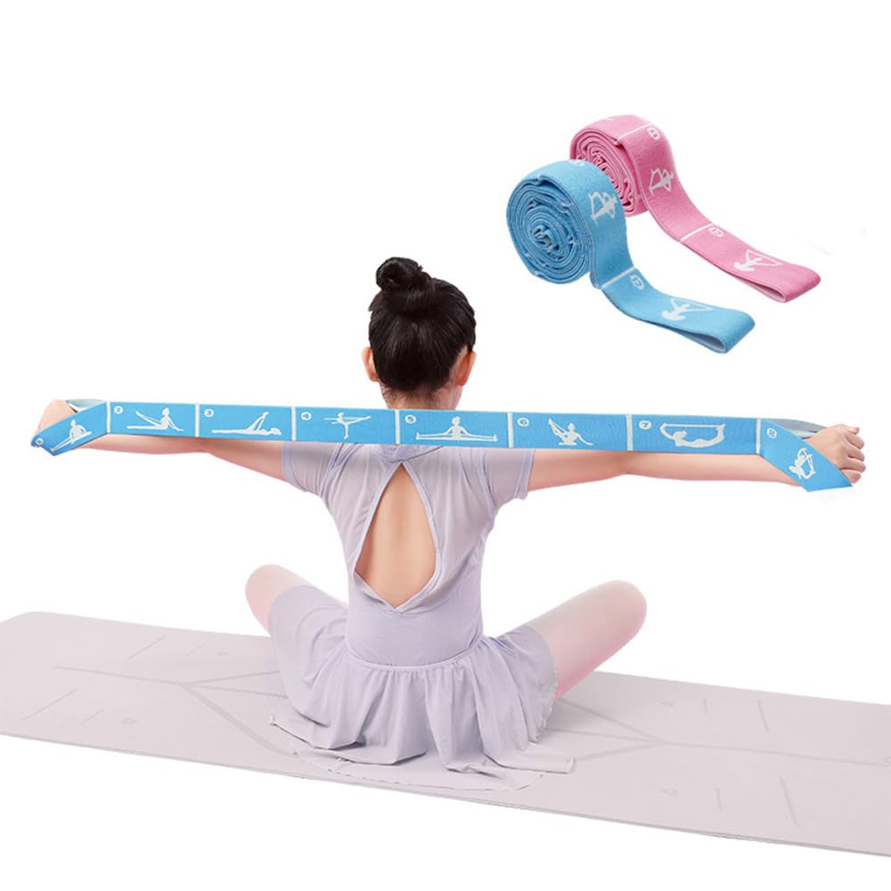 Photo 1 of 2-Pack Kids Stretch Band &Stretching Strap for Ballet, Cheer & Yoga – 8-Loop Adjustable Bands Elastic Equipment for Dance Training,Gymnastics Exercise, Flexibility and Children's Fitness Stuff