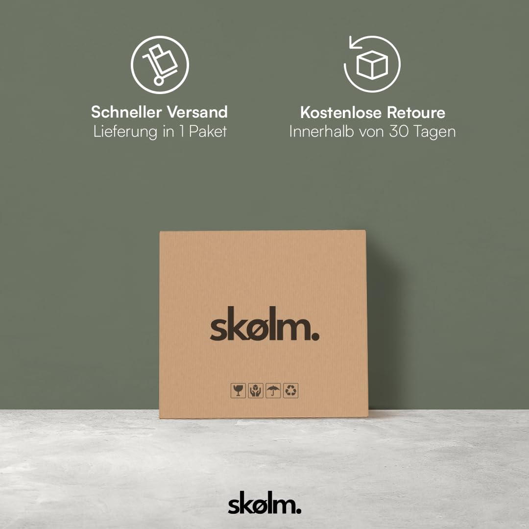 skølm Drakkar Couchtisch rund Ø70 cm – Wohnzimmertisch aus Massivholz Eiche & Metallgestell – Sofatisch mit 2 Ablagen – Kleiner Beistelltisch geölt – Holztisch Wohnzimmer mit Stauraum – Coffee Table