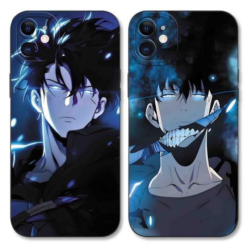 TBNMBGY 2 Pezzi Nero Cover per iPhone 11 6.1', Cartoon Anime Sangue Caldo Motivo Manga Cool Disegno Morbida Silicone TPU Protezione Antiurto Custodia,Anime