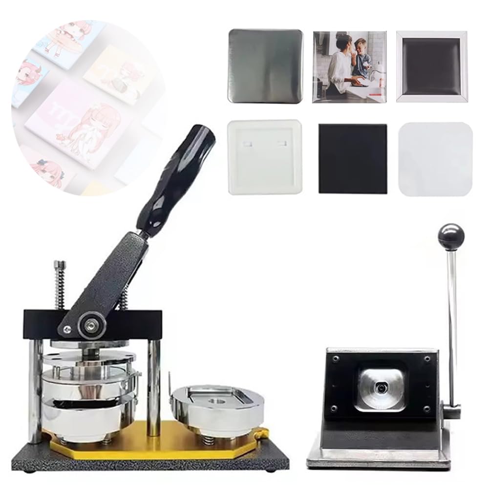 MYUYEE Badge Press, Fridge Magnet Button Badge Making With 50 * 50Mm, Professional Metal Badge Maker + Paper Cutter + 100Pcs Component Diy Button Maker For Advertising Gift Maki