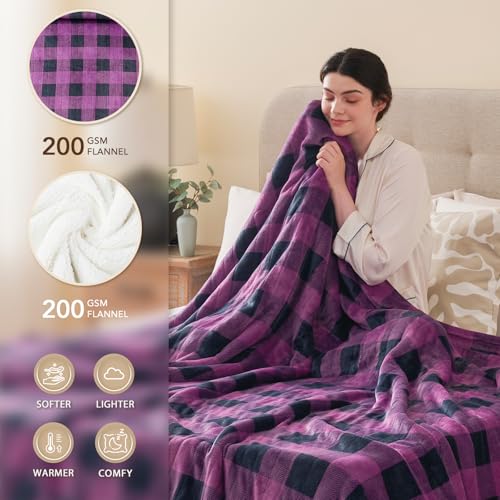 HomeMate Electric Blanket Heated Full Size - 72“x84“ Ultra Soft Cozy Flannel Heating Blanket with 10 Fast Heat Levels 8 Hours Auto Off Over-Heated Protection ETL Certification Keep Warm in Home Office