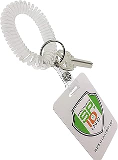 Specialist ID Bulk 25 Pack - Ultimate Wrist Coil Badge Holder for Work and Play - Premium Elastic Spiral Bungee Camper Keychains & Key Chain Ring (One Size Fits All) (Clear)