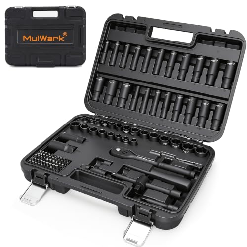 Image of MULWARK 104pcs 3 /8 Drive Socket Set - Chrome Vanadium Steel, Black Phosphate Finish, Metric & SAE