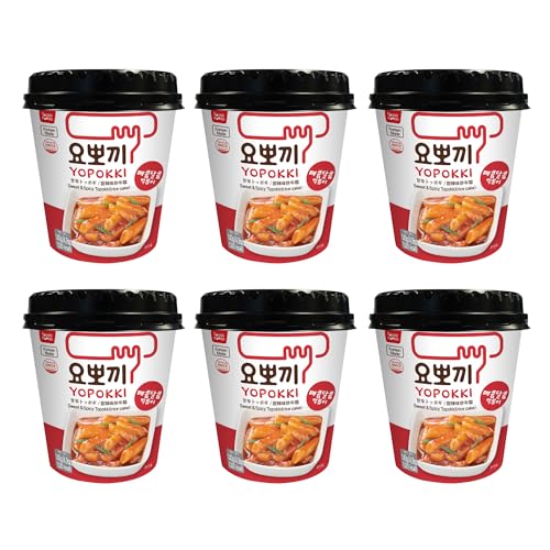 Image of Yopokki Sweet & Spicy Instant Tteokbokki Topokki Korean Rice Cakes (140g x 6 Pack) Tteokbokki Cup - Instant Chewy Korean Snack