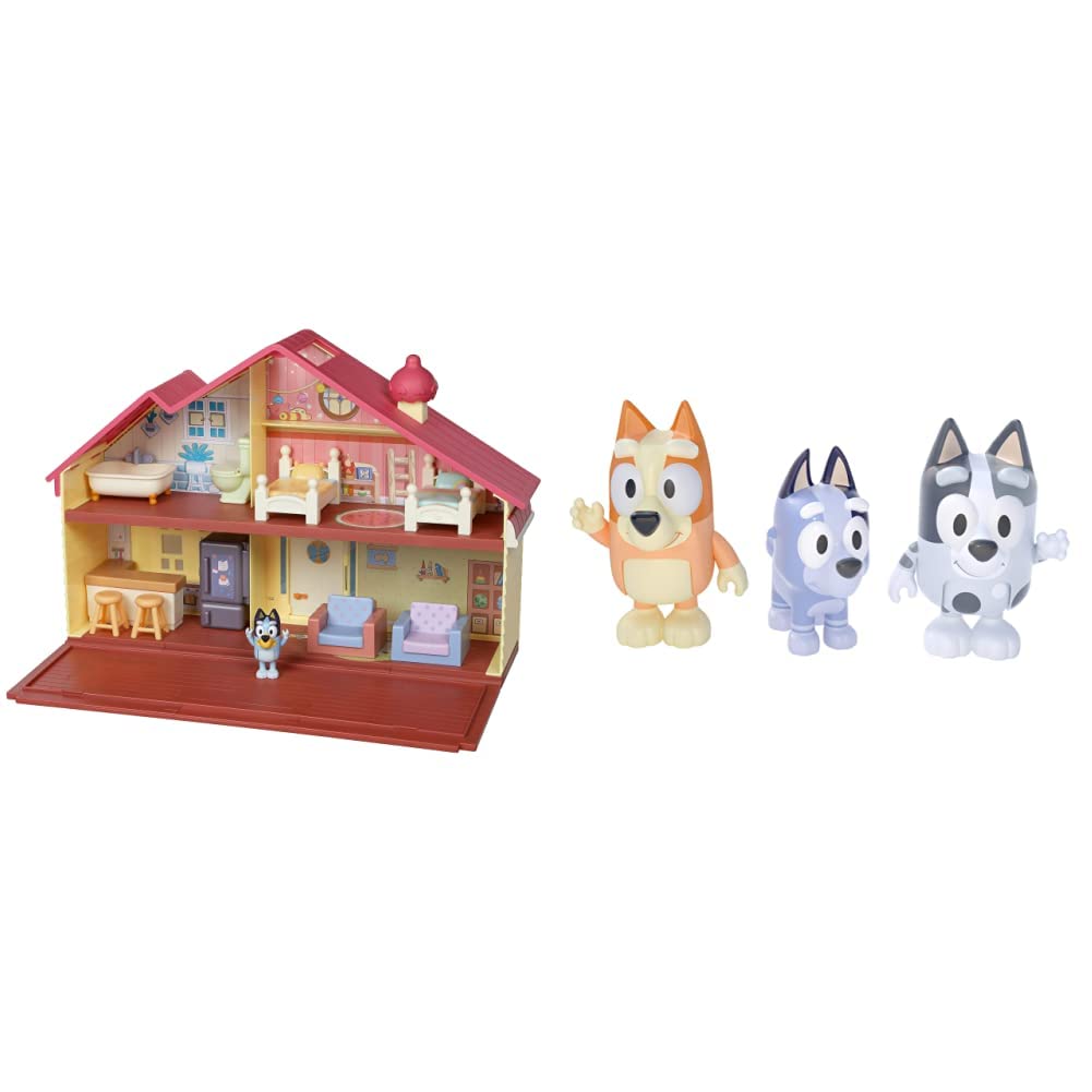 Buy Bluey Heeler Family Home Play Set 1 Official Collectable Action Figure & Cousins Bingo