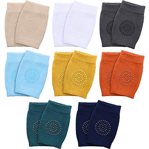 8 Pairs Unisex Baby Crawling Anti-Slip Knee Pads Toddler Knee Protectors Learn to Crawl Socks Leg Warmers (Multicolored)