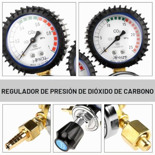 Miniatura 4 de Nikou Regulador De Presión De Co2 - G5 8 Botella De Co2 Soldadura Regulador De Gas De Dióxido De Carbono Reductor De Presión Regulador De Co2 Reductor De Presión De Botella