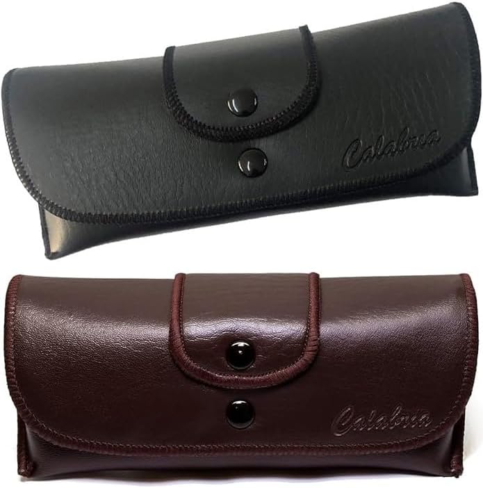 Calabria Double Snap Belt Loop Eyeglass Case PU Leather Vintage