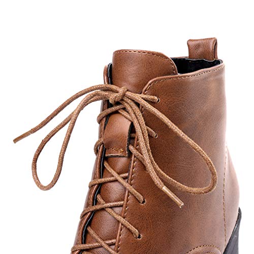 Parisuit Women's Chunky Lace Up Booties Platform High Heel Ankle Boots Fashion Autumn Winter Shoes4