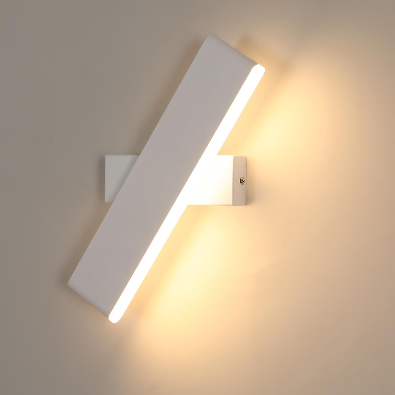 Applique Parete LED Interno, Ruotabile A 360° Moderna Bianca | Lampada da Parete in Metallo e Acrilico Per Camera da Letto, Corridoio, Soggiorno