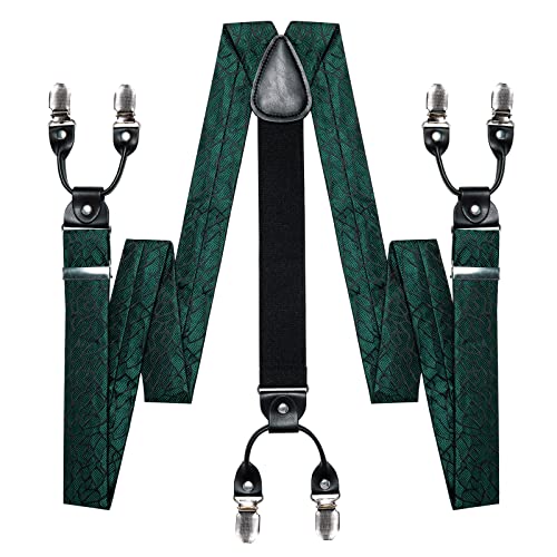 Image of DiBanGu Paisley Bow Tie and Supenders for Men Tuxedo Heavy Duty 6 Clips Suspender Adjustable Y-Shape Mens Trouser Braces