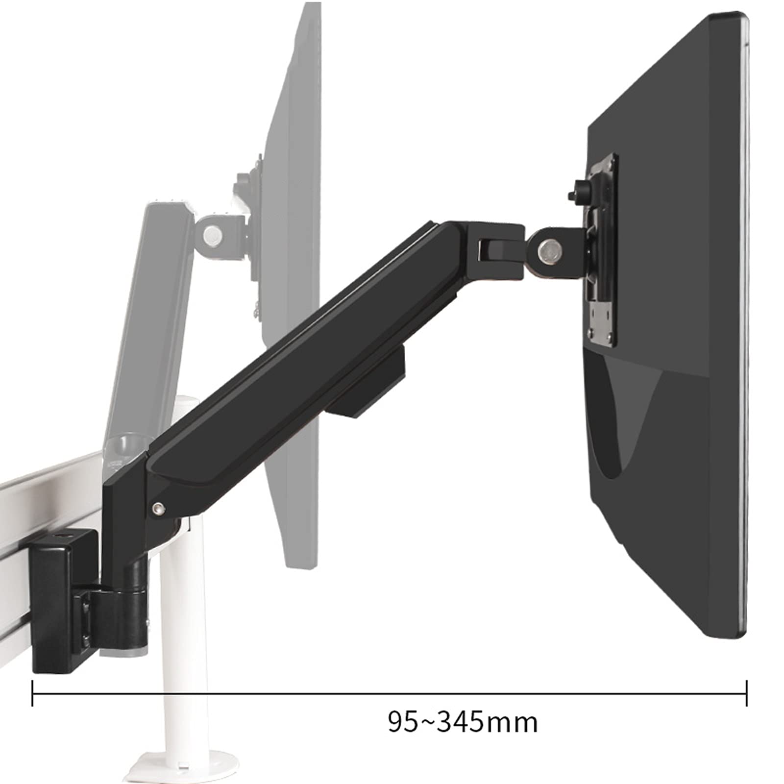 Supporto per Braccio Monitor Supporto per Monitor per impieghi gravosi Supporto per Monitor Singolo a Parete Braccio per Monitor con Molla a Gas Regolabile in Altezza da 10"-32", può