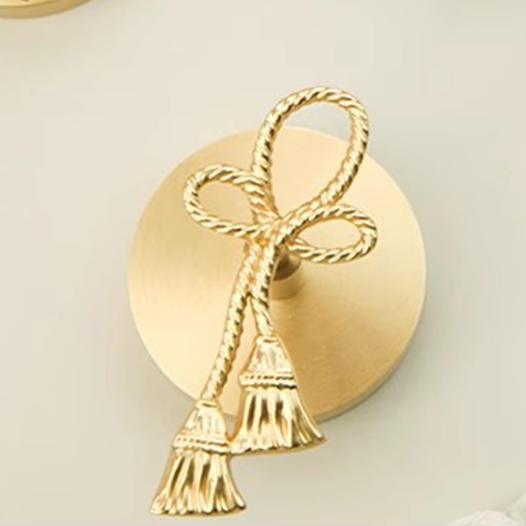 Decorative Hook Towel Hook Multi-Functional Hook Brass Hook Coat Hooks Wall Hooks Faux Sisal Rope Bow Shaped Hook(1 PC), Size