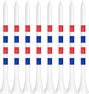 FINGER TEN Wooden Golf Tees 3 1/4" 2 3/4" Long Short Tee Unbreakable Pack of 50, Bamboo Golf Tees 83mm/70mm Biodegradable Stable Hard Durable Color White Natural Red