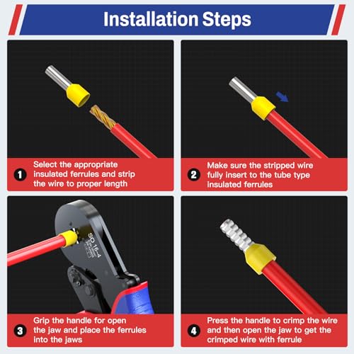 Crimpzange Aderendhülsen Set, 0,08-16 qmm Aderendhülsenzange mit 1200 stück Aderendhülsen Tool Kit, Krimperzange, Crimpzangen,Presszange set für Heimwerker und Hausgebrauch elektroinstallation