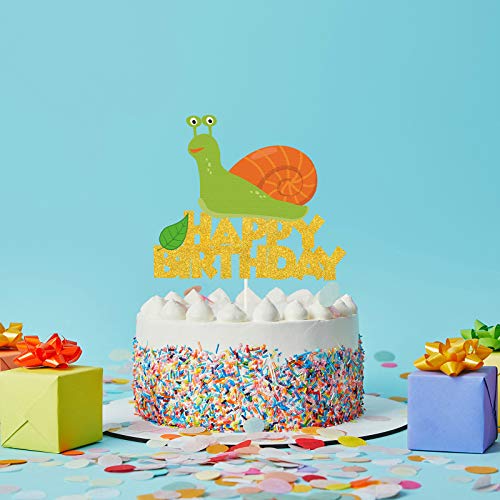 Glitter Snails Happy Birthday Cake Topper, Snails And Daisy Birthday Cake Decor, Snails Themed Birthday Party Supplies, Garden Bugs Party Centerpiece #TOP4