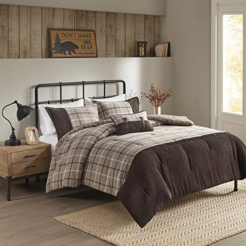Woolrich Rustic Lodge Cabin Comforter Set - All Season Down Alternative Warm Bedding Layer And Matching Shams, Oversized Queen, Anaheim, Tan/Brown #TOP1