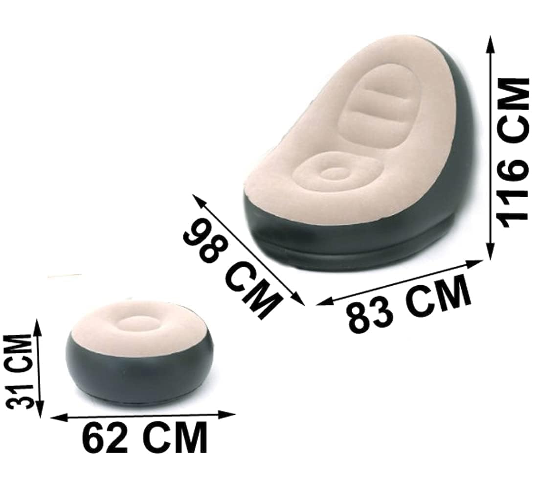 motegrity Luxury Inflatable Lounge Chair with Footstool & Electric Air Pump – Ergonomic Design, Portable & Comfortable for Indoor & Outdoor Use