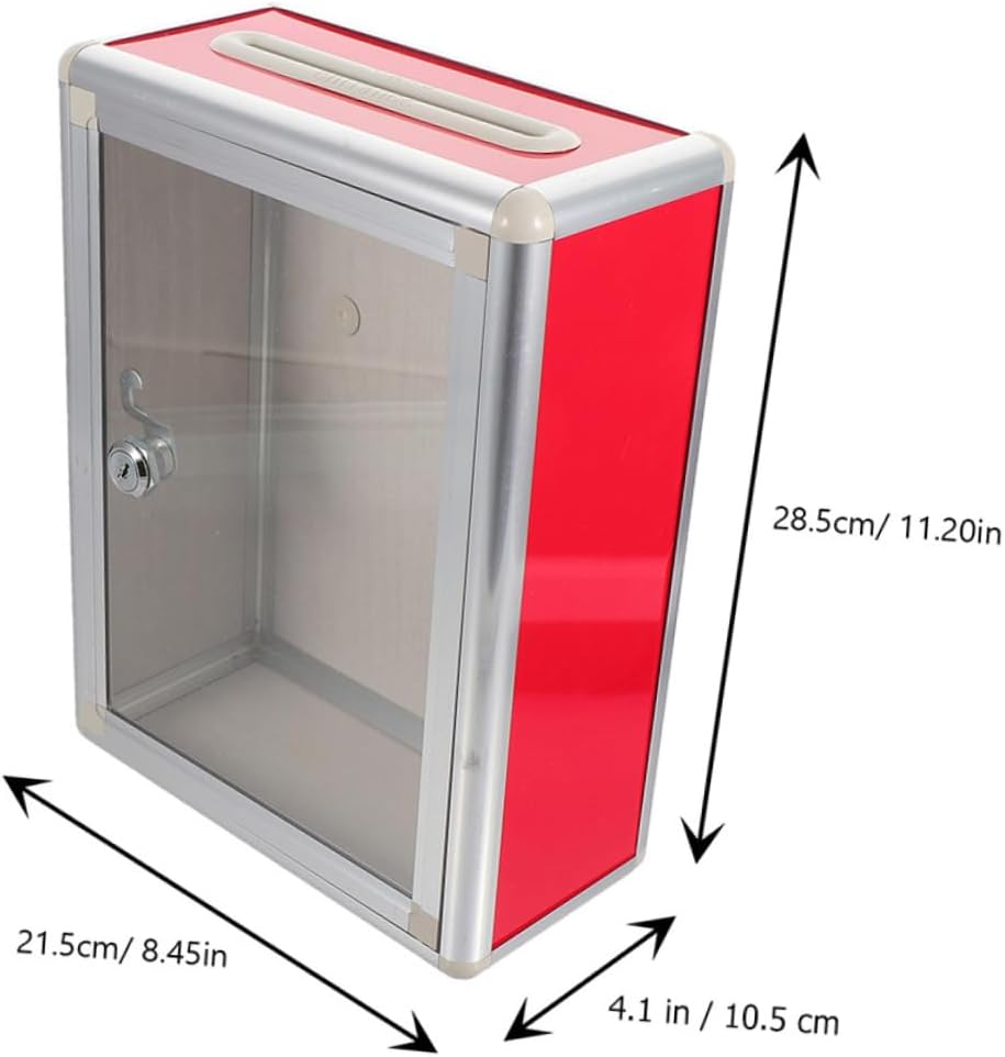 NUOBESTY 2pcs Wall Mount Metal Mailbox with Lock Transparent Suggestion Box for Office and Home Use and Lightweight Design Secure Letter Box for Indoor and Outdoor