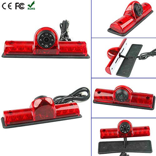 Misayaee Car Third Roof Top Mount Brake Lamp Camera Brake Light HD Rear View Backup Parking Camera for NV 1500 2500 3500 NV Cargo Van(2012-2019) Transporter - Thumbnail 5