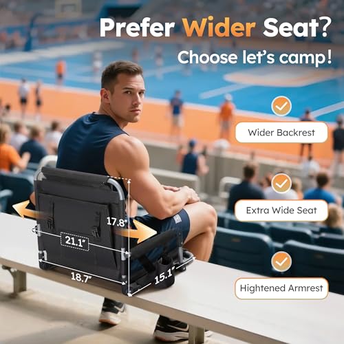 Image of LET'S CAMP 2 Pack Folding Stadium Seats, Portable Bleacher Chairs
