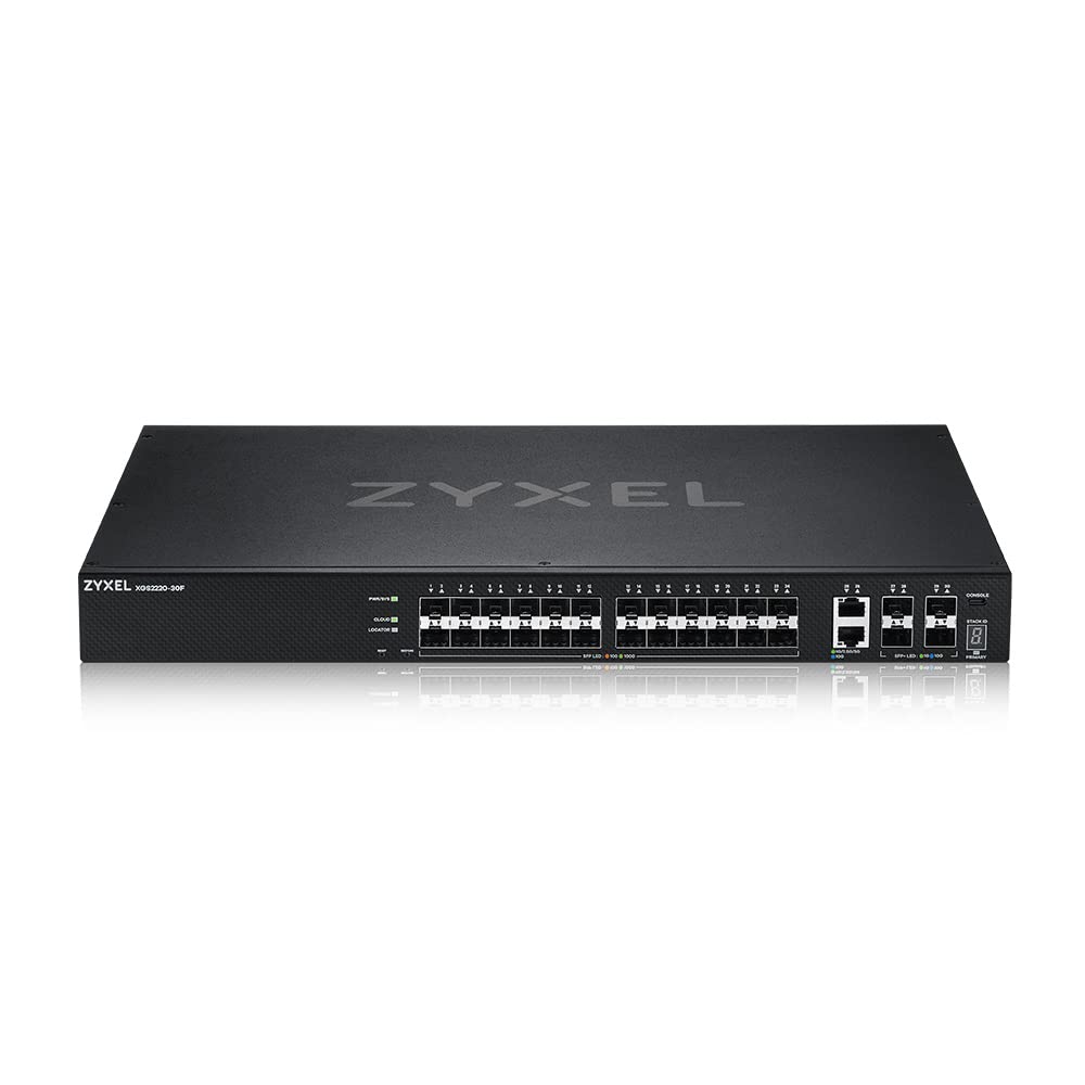 Zyxel 24-port SFP Nebula Cloud Managed/L3 Switch di accesso con 6 10G Uplink (2 Copper/4 SFP+) [XGS2220-30F]