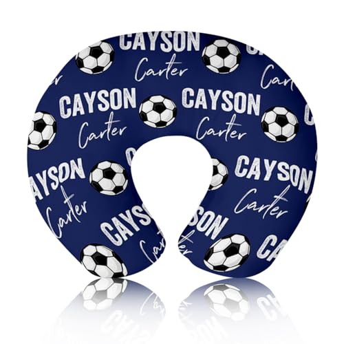 Rucekia Baby Nursing Pillow Cover - Personalized Name Blue Soccer Theme Breastfeeding U-Shaped for Bottle Feeding, Ultra Soft Comfortable Breastfeeding Pillow Cover for Infant Baby Boys and Girls