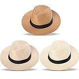 Lo que obtienes: te proporcionamos sombreros de paja de Panamá de 3 piezas en 3 colores diferentes, incluidos los colores marrón, caqui y beige, te damos más opciones para combinar con diferentes atuendos en la vida diaria, y estos colores frescos te agregarán más encanto