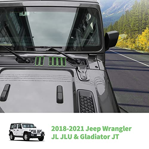Image of Hood Vent Cover Cowl Panel Vent Cover Trim Fit for 2018-2026 Jeep Wrangler JL JLU & Gladiator JT Exterior Accessorie(Green)