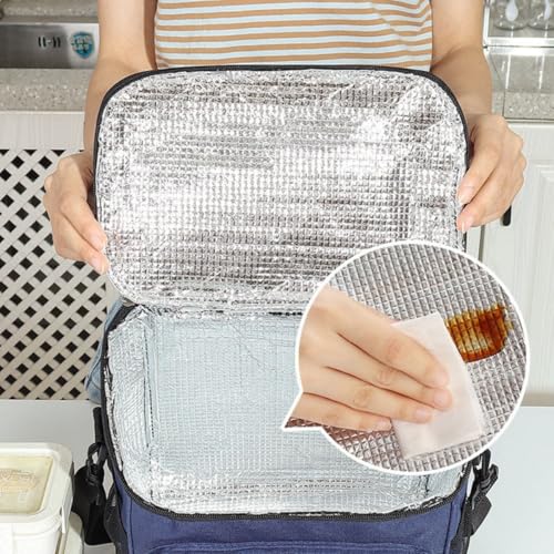 Bolsa Térmica Marmita Lancheira Fitness Trabalho Multuso (AZUL ESCURO)