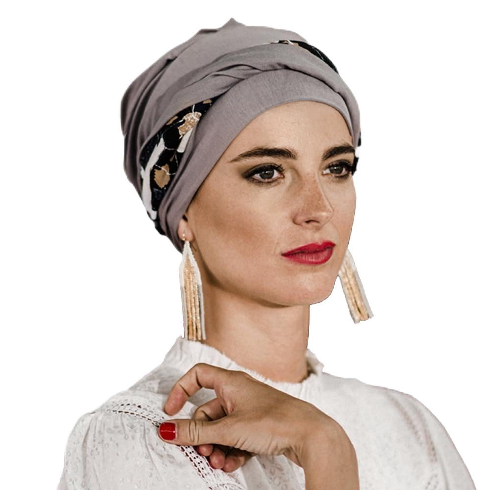 CAREBELL Turbante oncológico Modelo Elegance – diseño Black Abstract en bambú Suave y Transpirable, cómodo y Apto para Pieles sensibles