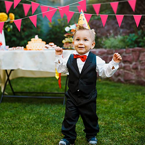 Image of Tatuo 200 Feet Solid Pennant Banners Flags String Triangle Hanging DIY Bunting Flags Party Decorations for Grand Opening Party Banners for Kids Birthday, Shops (Pink)