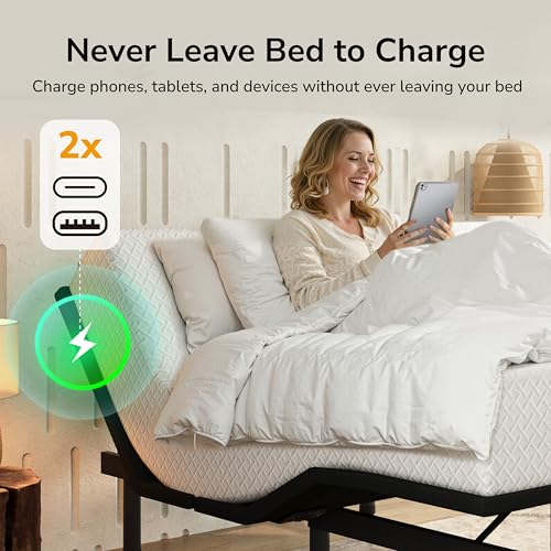 Image of Twin XL Adjustable Bed Frame and 10 inch Green Tea Memory Foam Mattress，Massage，Memory Positions，Head and Foot Incline,Zero Gravity，Dual USB Ports，Under Bed Lights，Anti-Snore,Easy Assembly